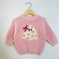 RTS 3-6 mo. cotton candy sweater w/ daisy ghost