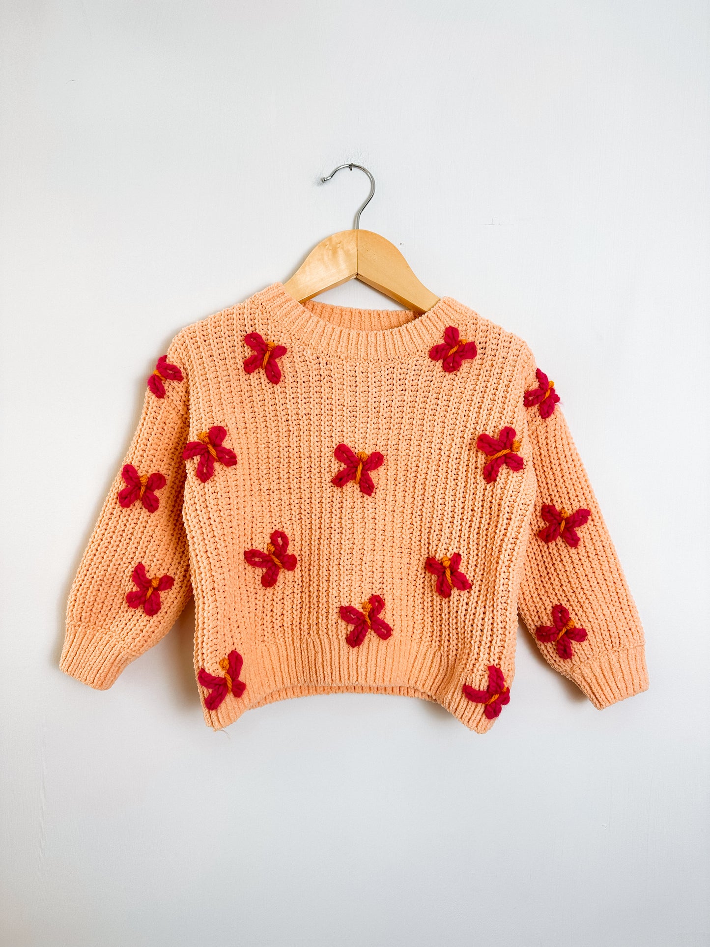 RTS 2T peach sweater w/ butterflies