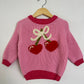 RTS 3-6 months heart cherries- bubblegum sweater