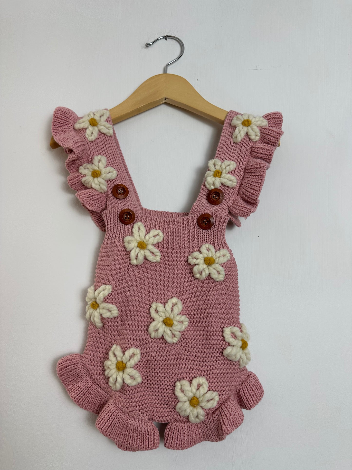 flower pink summer romper- 6-12 mo.