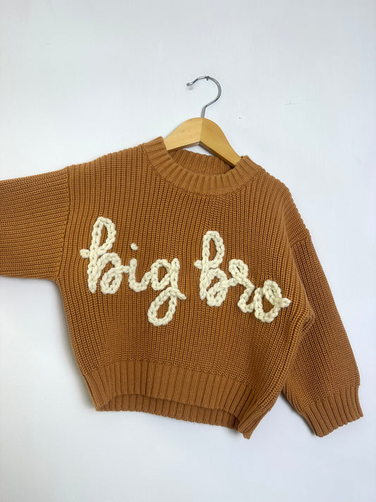 RTS 12-24 mo. camel sweater w/ “big bro”