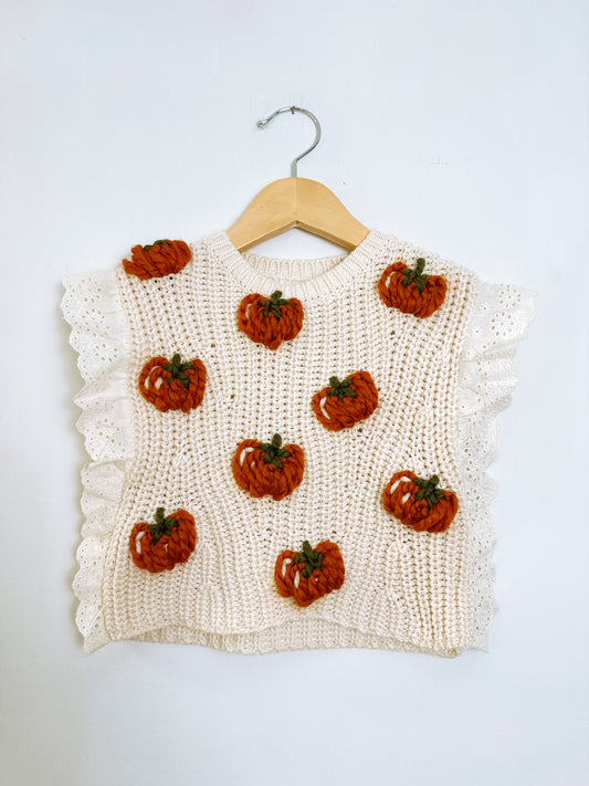 RTS 1/2 years knit vest w/ pumpkins