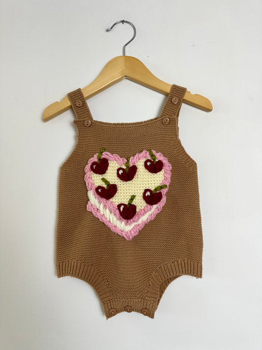 RTS 6-9 months vintage cake- brown romper