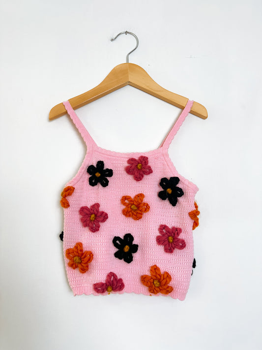 RTS 3/4T pink tank w/ flowers