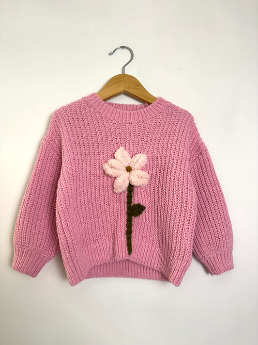 RTS 2T blossom sweater w/ chunky flower