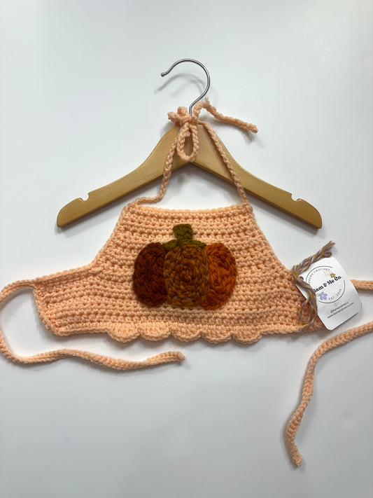 RTS 0-3 mo. crocheted top w/ pumpkin