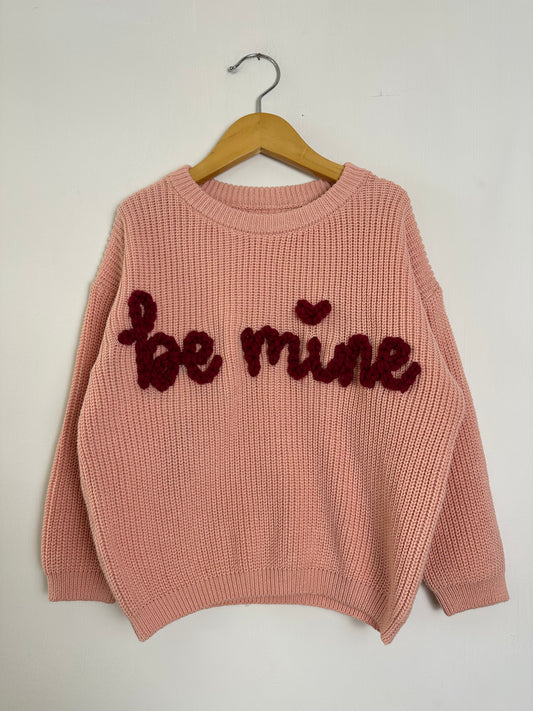 RTS 5T “be mine” on blush sweater