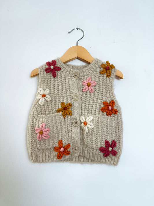 RTS 1/2 years knit vest with flowers