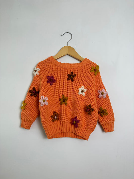 RTS 6-12 sunset sweater w/flowers