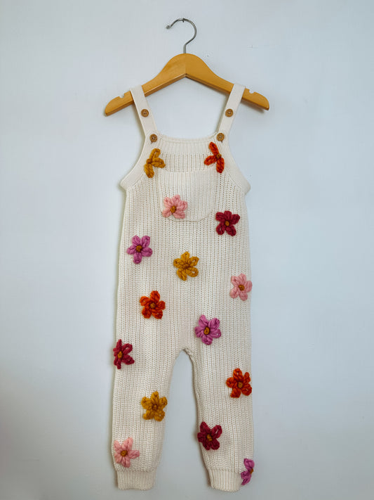 RTS 12-18 mo. knit overalls with flowers
