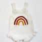 RTS 6-12 months white romper- fall rainbow