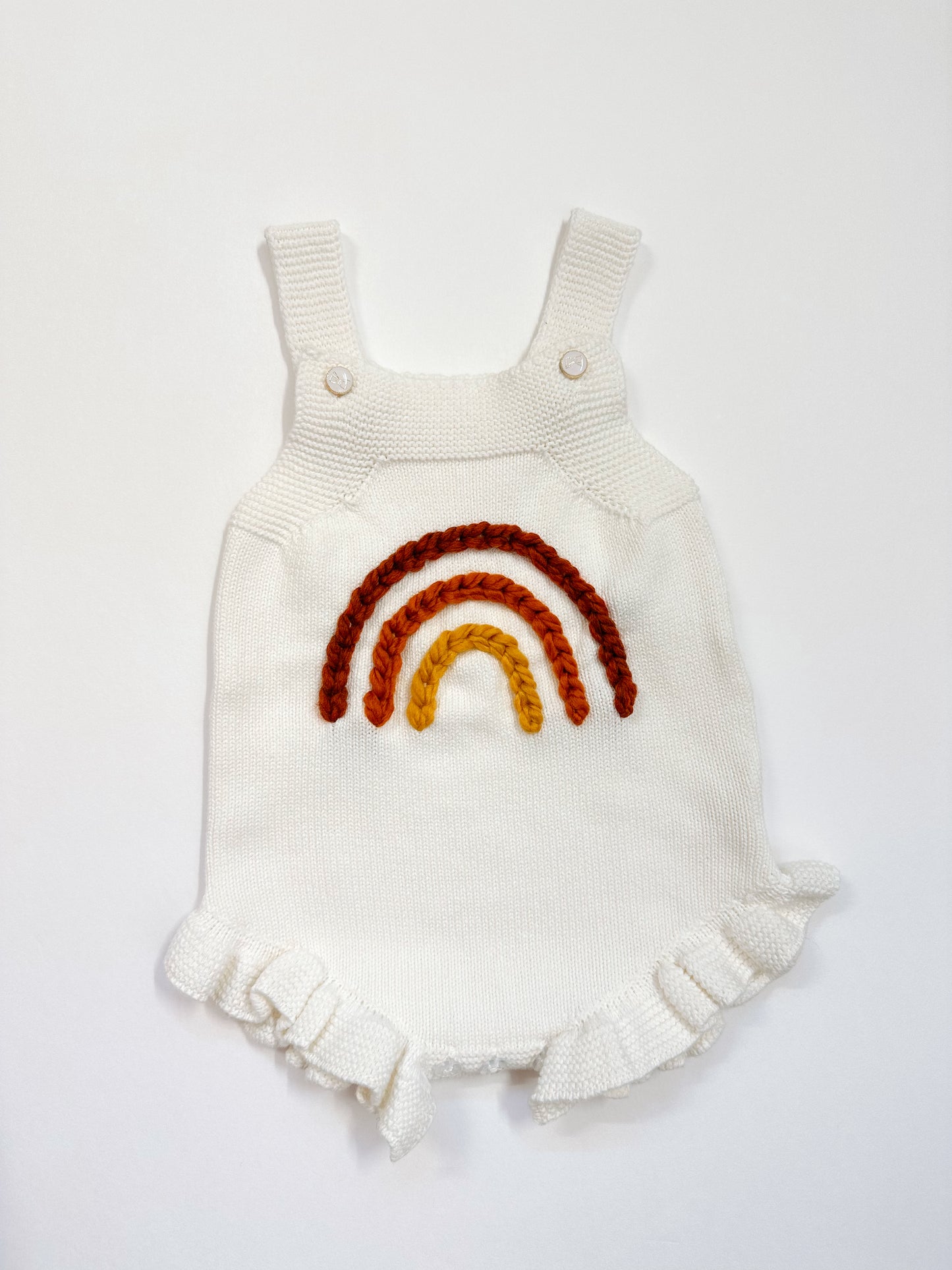 RTS 6-12 months white romper- fall rainbow