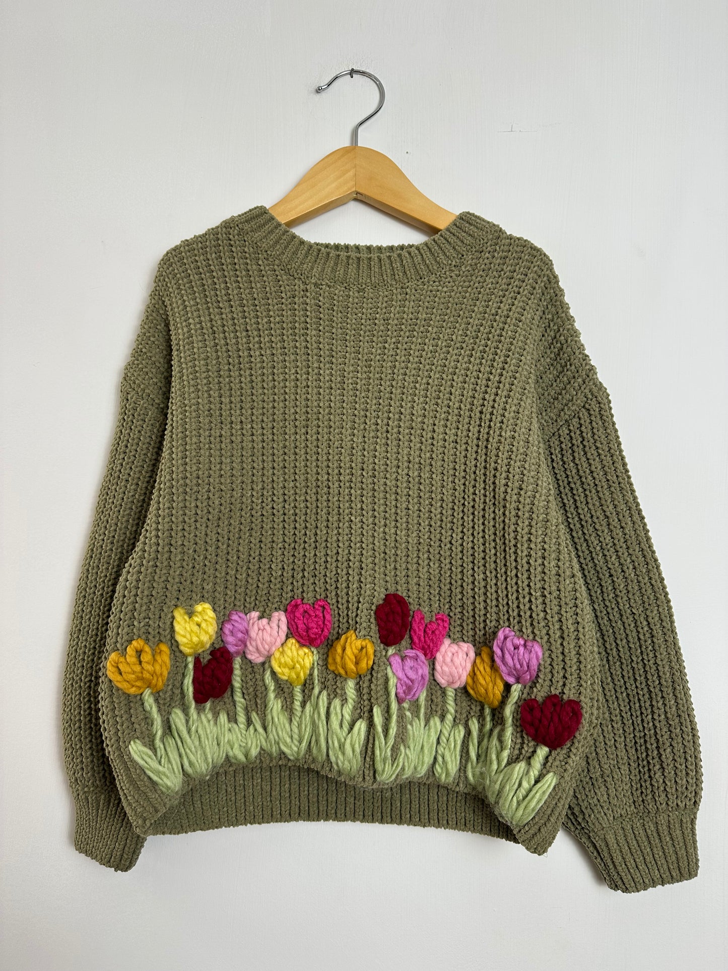 tulip olive sweater- 5/6 years