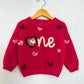 RTS 12-24 months strawberry “one” w/ hearts