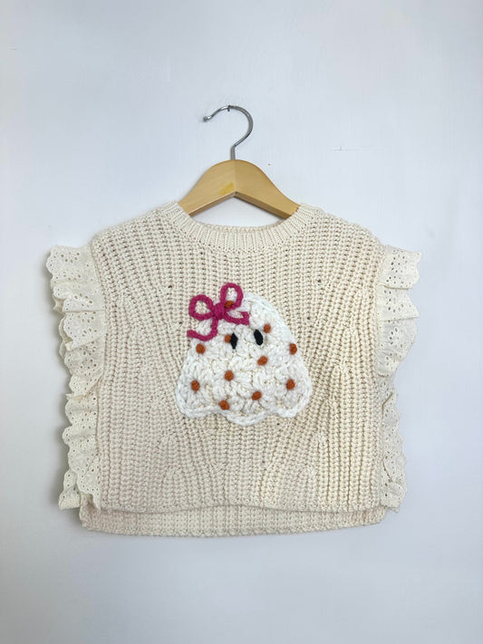 RTS 2/3 years knit vest w/ daisy ghost