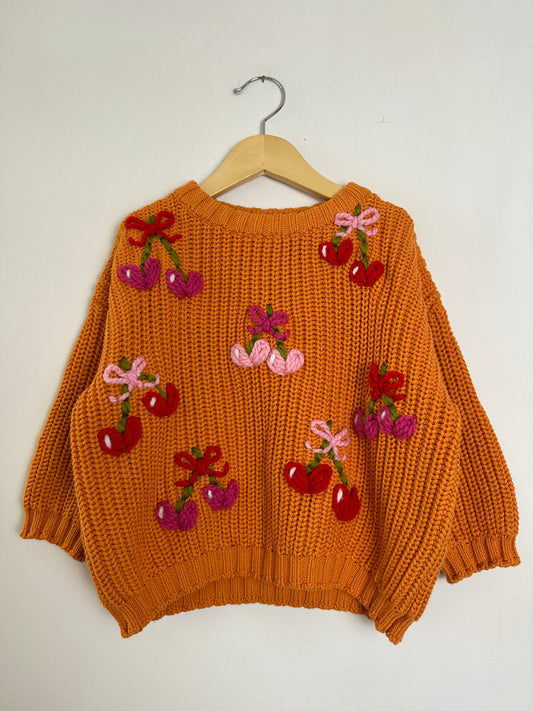 RTS 3-4T heart cherries- spice sweater