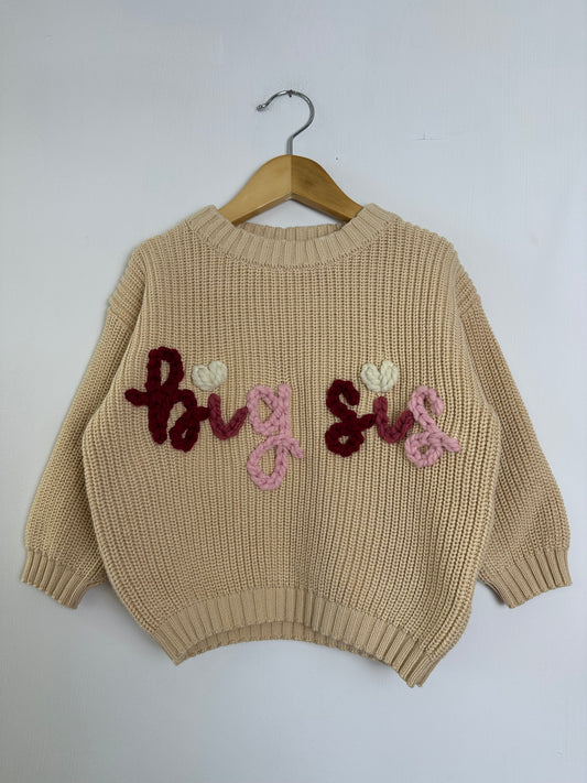 RTS 2-3T “big sis”- sand sweater