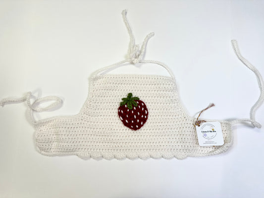 RTS 7/8 years crocheted top w/ strawberry