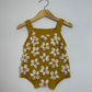 flower mustard summer romper- 3-6 mo.
