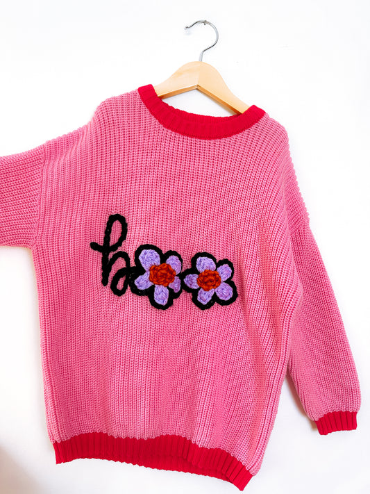 RTS 5/6 years sweater with “b🌸🌸