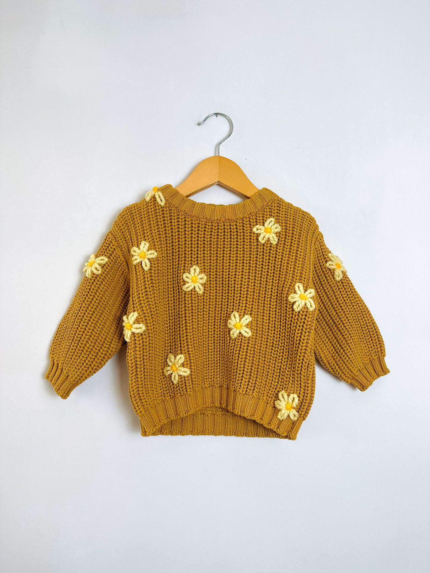 RTS 6-12 months Dijon sweater w/ yellow flowers