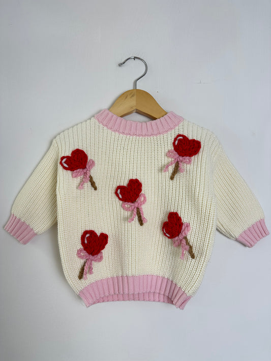 RTS 0-3 months heart suckers- ballet sweater