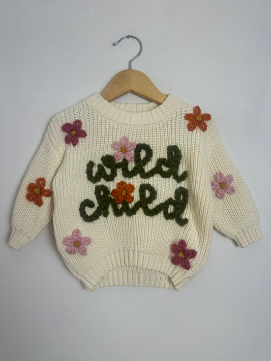 “wild child” marshmallow sweater- 6-12 mo