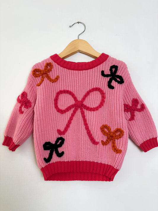 RTS 0-3 mo. (runs oversized) bubblegum sweater w/ bows