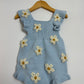 flower blue romper- 9-12 mo.